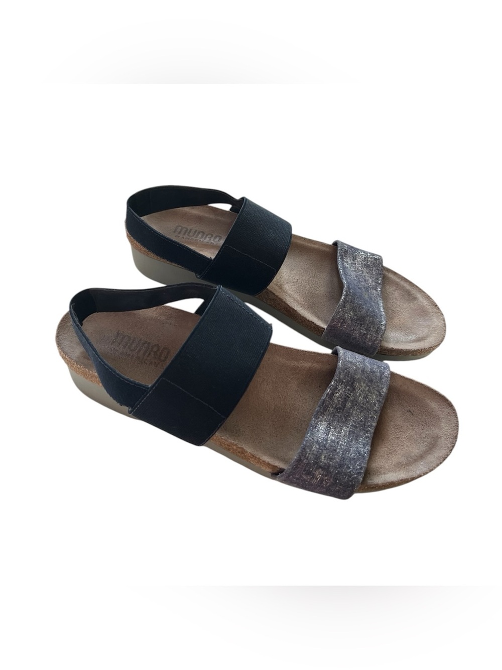 Munro Pisces Sandal Blue Elastic Slingback Cork Bed Comfy Shoe Size 7 1/2 N